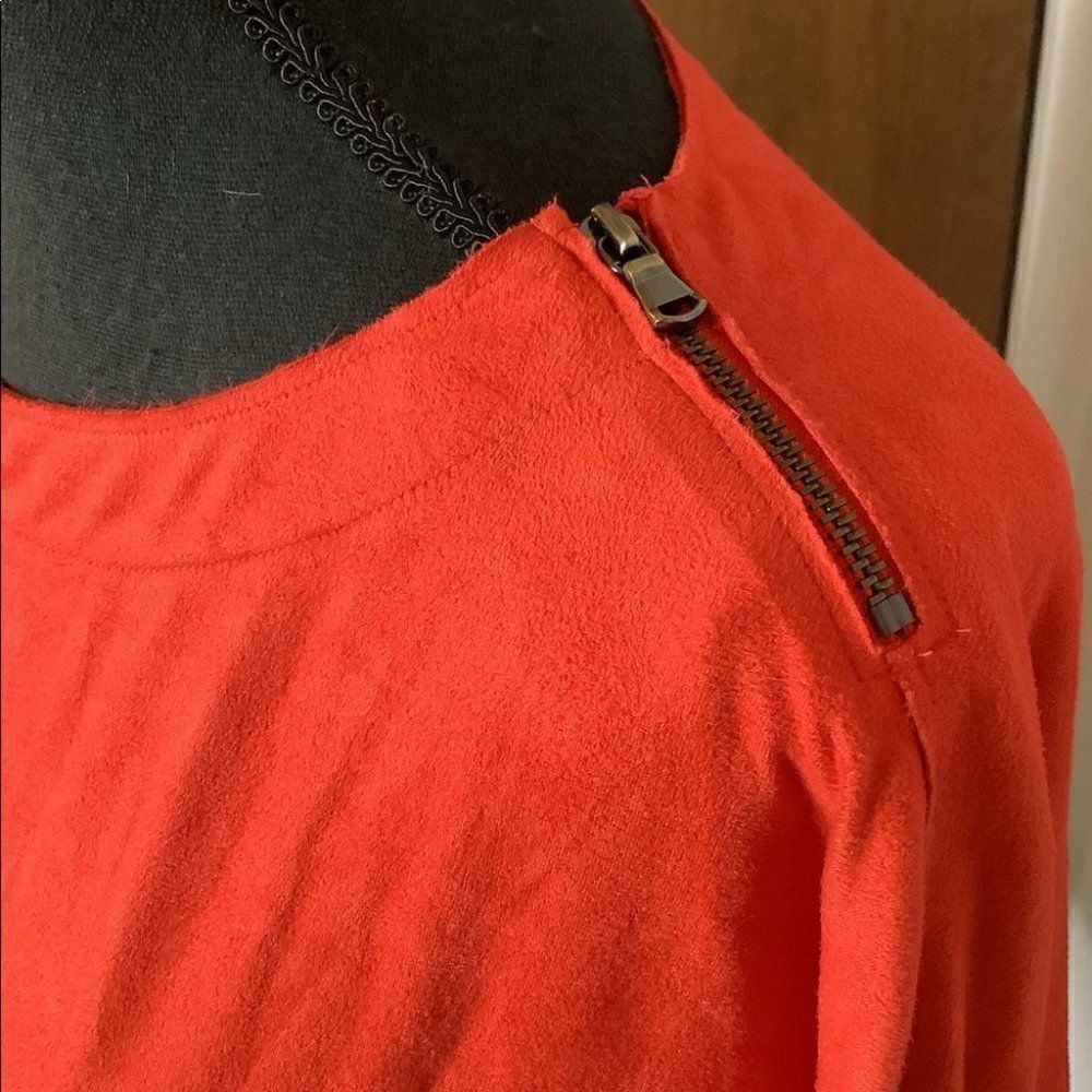 Faux Suede Red Fringe Top - Picture 5 of 7